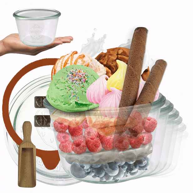 Sklenice Weck 370 ml zavařeniny Mold žáruvzdorné měřítko sponky víko gumička 6 Ks