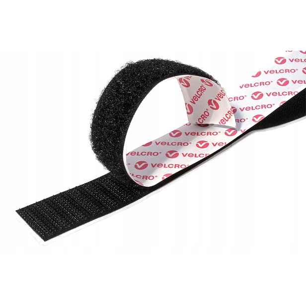 Velcro Páska se suchým zipem,pro obecné použití,nalepovací,20mm x 5m, černá
