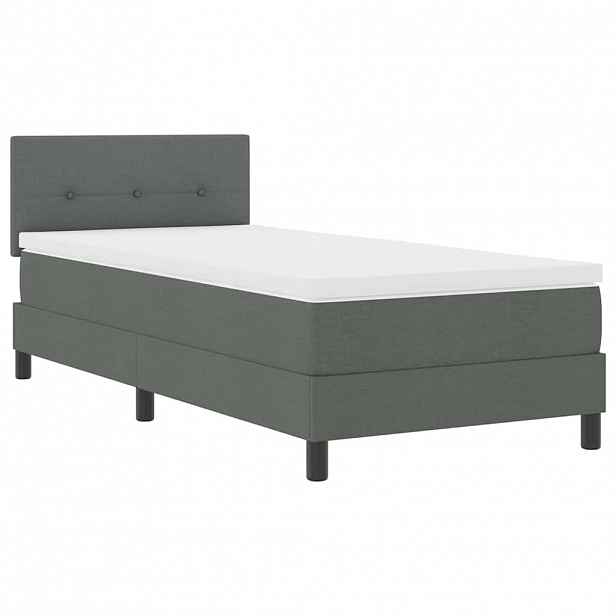 vidaXL Postel s boxspringem s LED pásky Tmavě šedá 90 x 200 cm textil