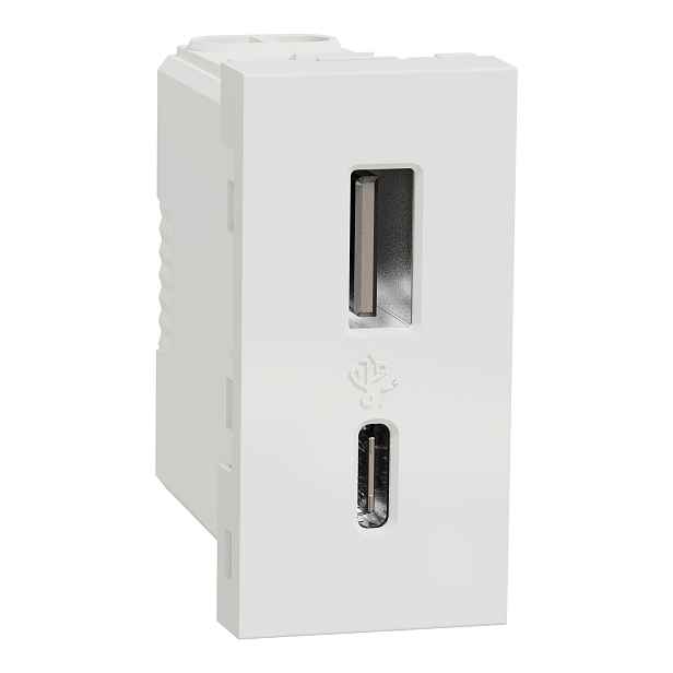 Zásuvka nabíjecí USB Schneider Electric Unica Nová 1× USB A, 1× USB C bílá