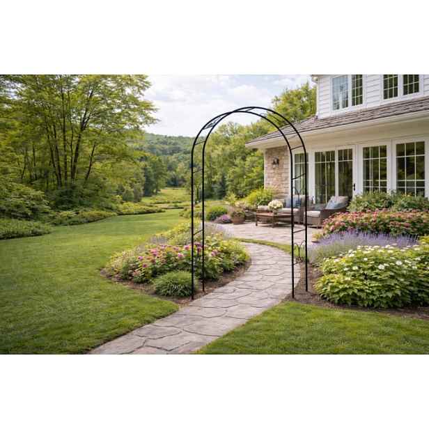 Kovový zahradní květinový oblouk BestBerg BBFA-20DA / 104 × 240 cm / černá