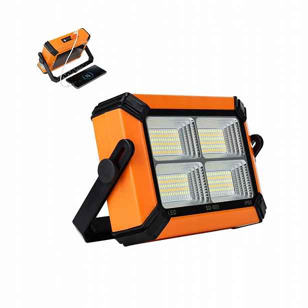 Solární halogenová přenosná stavební pracovní lampa Usb PowerBank 150W