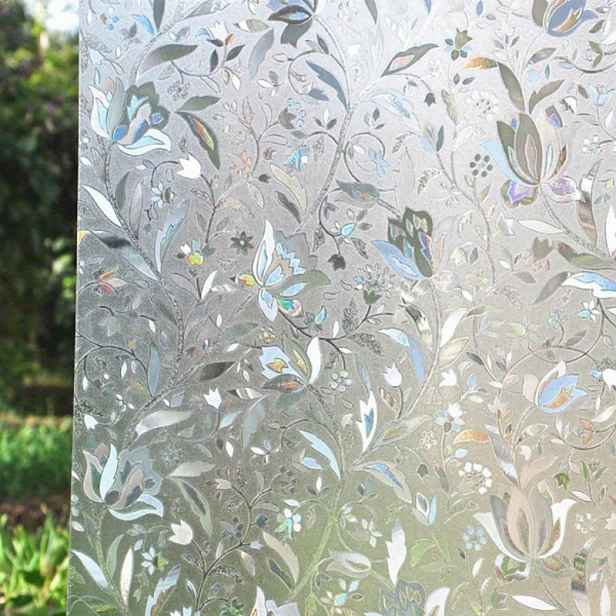 TEMU Okenní Fólie s Elegantním Tulipánovým Designem pro Soukromí, Elektrostatická Bezlepková Tepelná Kontrola s Květinovým Vzorem, Materiál z PVC se