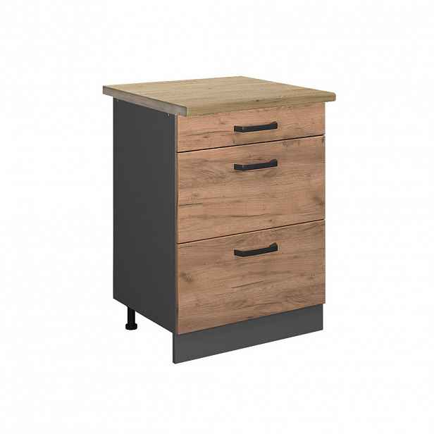 Vicco SPODNÍ SKŘÍŇKA KUCHYŇSKÉ LINKY R-Line Zlatý mocný dub 60 cm se zásuvkami, PD Dub