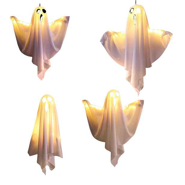 Halloweenské Duchy Závěsné Led 4 Kusy Svítící Dekorace Na Halloween