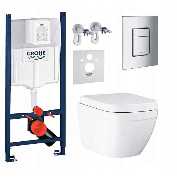 Podomítkový Wc set Stelaz s Wc mísou Grohe Euro Ceramic Tlačítko
