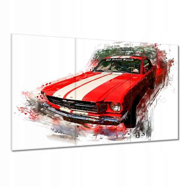 Obrazy 120x80 Červený Ford Mustang Usa Old School Squad