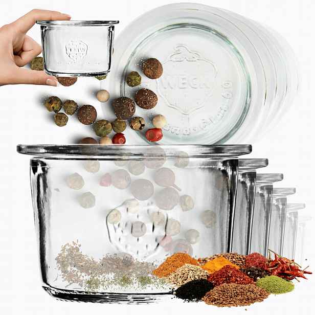 Sklenice Weck 80 ml sklenice ozdobné Mold koření víka sklo 12 Ks