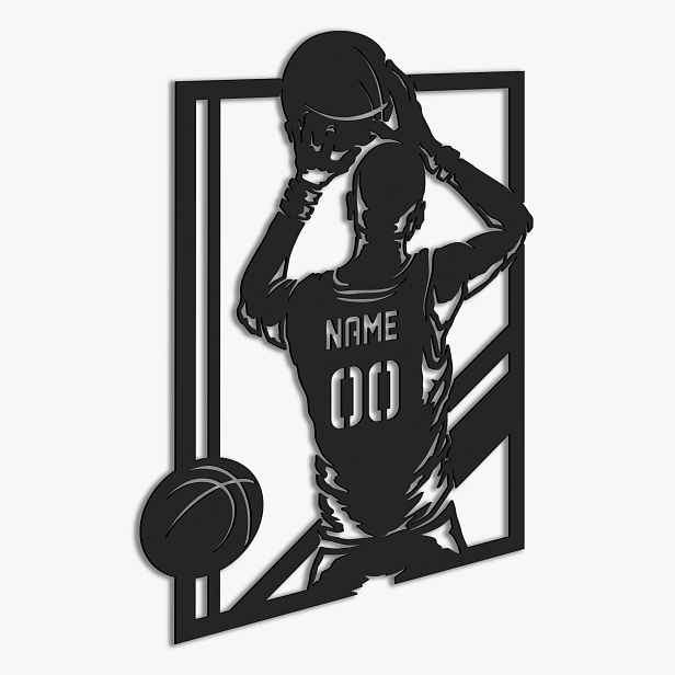 Basketbal Dřevěný 3D obraz Dárek Dekorace interiéru
