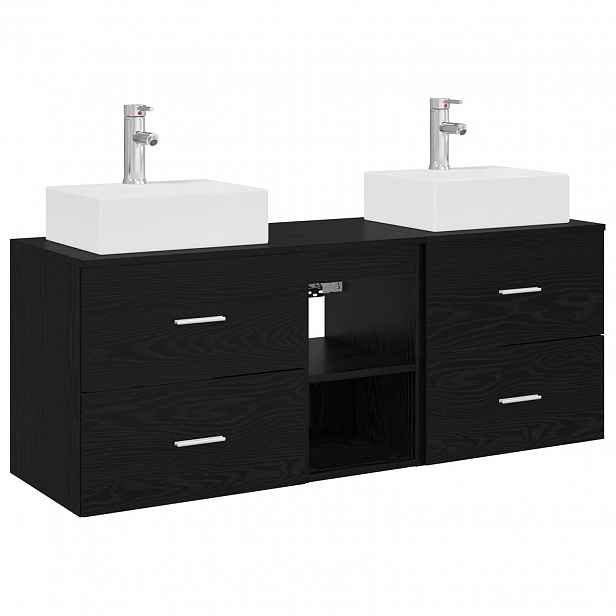 vidaXL Sada koupelnových skříněk 3 ks Černá 129 x 41 x 79,5 cm