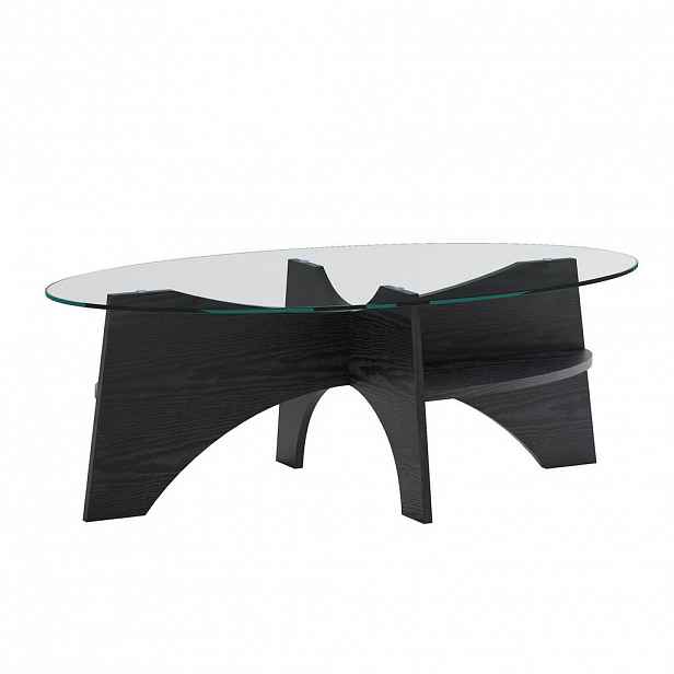 Modfu ODKLÁDACÍ stolek z MDF a skla 104,9x35,6x60 cm černá transparentní s oválnou deskou a stabilní konstrukcí