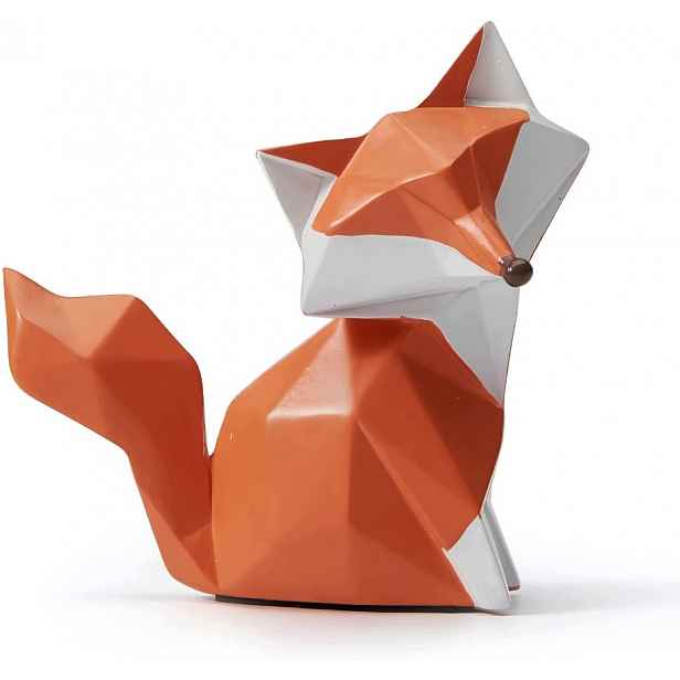 Socha Lišky 10 CM Oranžová Pryskyřice Geometrická Dekorace