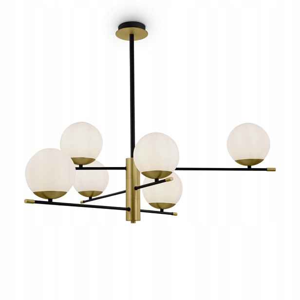 Závěsná lampa lustr černý zlatý skleněné bílé koule moderní Maytoni