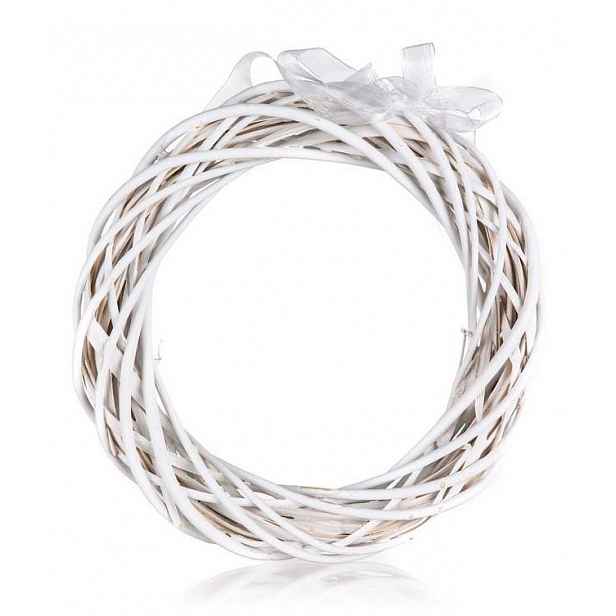 Dekorace Ratanový věnec 26 cm, bílý