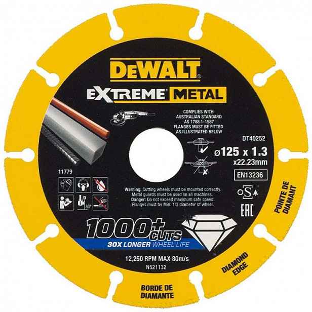 DeWALT - Diamantový řezný kotouč na kov 125x22,2 mm DT40252
