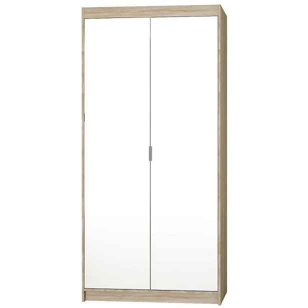 MASSENO ŠATNÍ SKŘÍŇ S OTOČNÝMI DVEŘMI ELENORA, 89,7/190,5/53 cm 2dveřová se zrcadlem, dub Sonoma