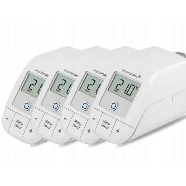 Sada 4 kusů programovatelné radiátorové termostatické hlavice Homematic Ip