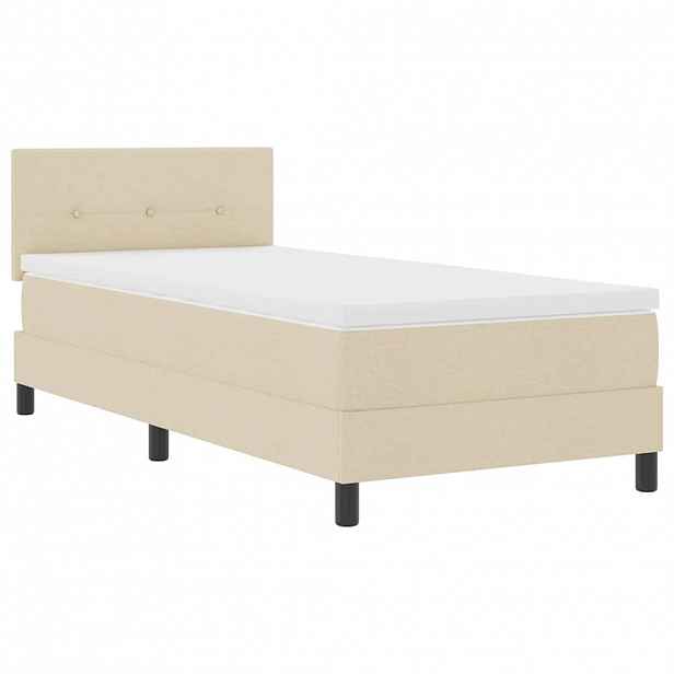 vidaXL Postel s boxspringem s LED pásky Krémová 90 x 200 cm textil