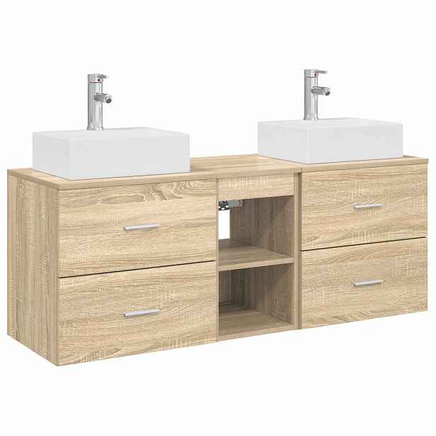 vidaXL Sada koupelnových skříněk 3 ks Dub sonoma 129 x 41 x 79,5 cm