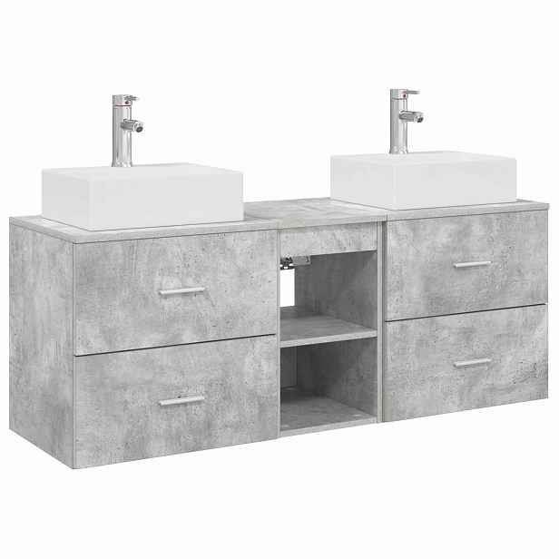 vidaXL Sada koupelnových skříněk 3 ks Betonově šedá 129 x 41 x 79,5 cm