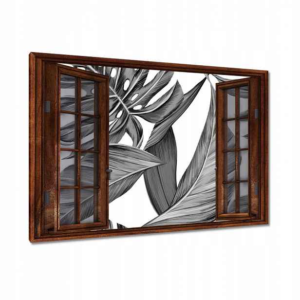 Obrazy 90x60 Monstera v šedé barvě