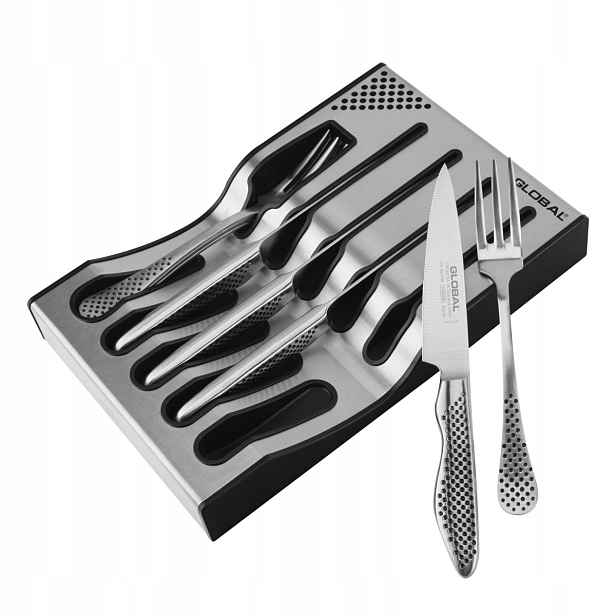 Sada steakových nožů pro 4 osoby s podstavcem Global Dock Steak Set