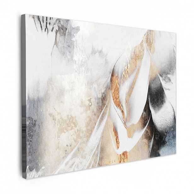 MuchoWow OBRAZ NA PLÁTNĚ Luxusní - abstraktní - zlatá - bílá 80x60 cm