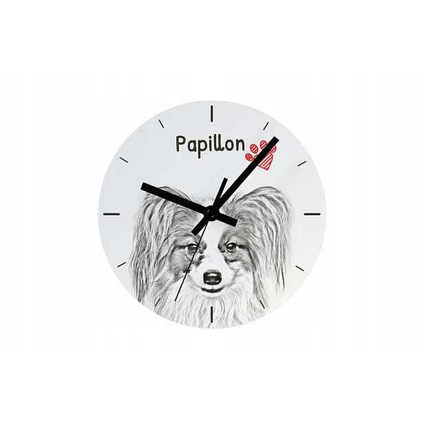 Papillon hodiny se psem, závěsné a stojící, personalizace fotografií, 20 cm