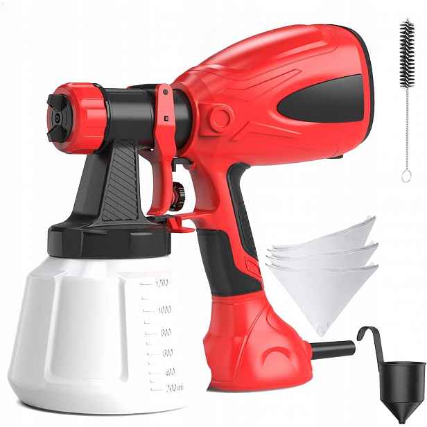 Stříkací Pistole 650W Hvlp 1200 ML Se 4 Tryskami