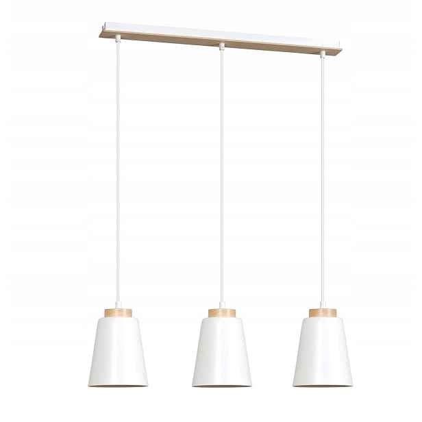 Závěsná lampa Bolero 3 White skandinávská, dřevo, bílá