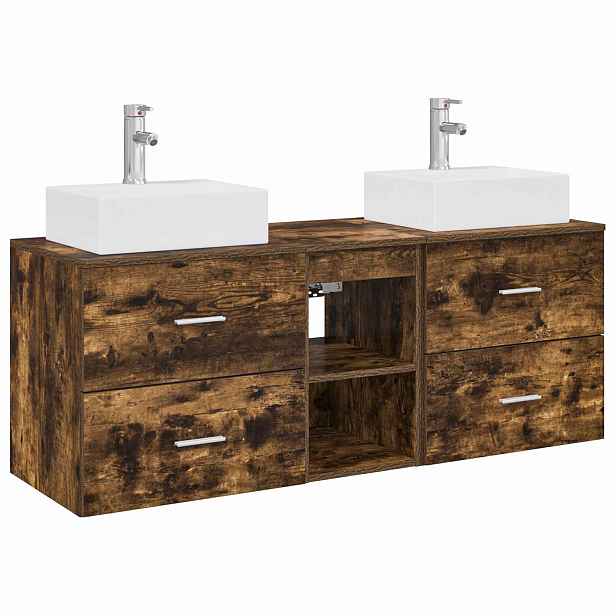vidaXL Sada koupelnových skříněk 3 ks Kouřový dub 129 x 41 x 79,5 cm