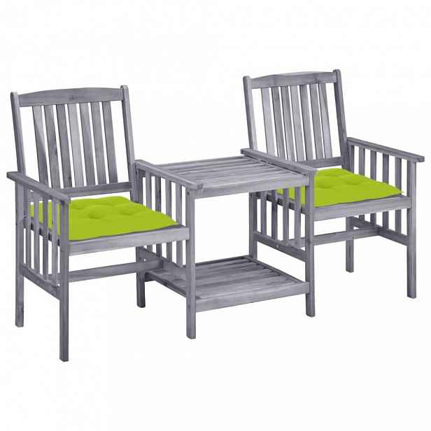 Zahradní židle se stolkem akácie / látka Světle zelená