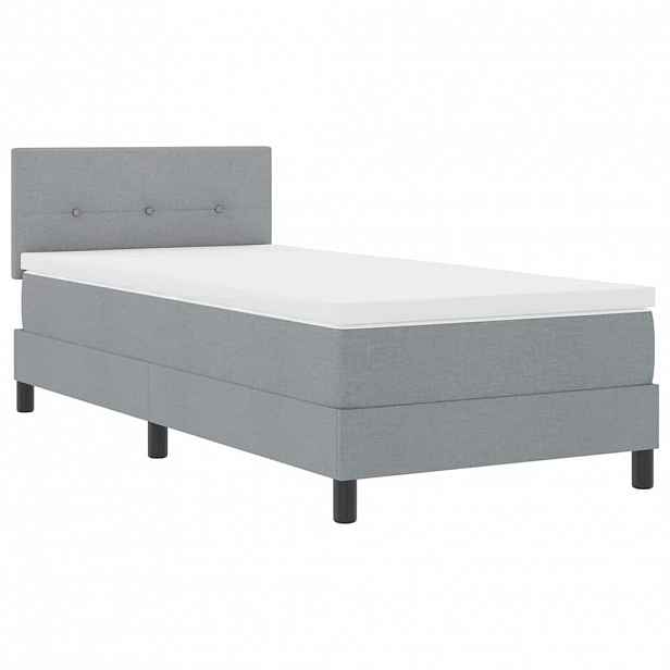 vidaXL Postel s boxspringem s čelo Světle šedá 100 x 200 cm textil
