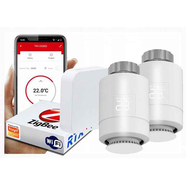2x hlavice Rtx Termostat brána Zigbee WiFi Tuya Set