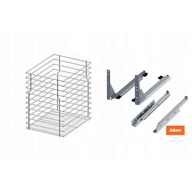 Cargo pro spodní skříňku 50 cm 500 Efekt Chrom 1p s tlumením dovírání Blum s plným výsuvem