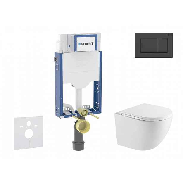 Geberit Kombifix - Set předstěnové instalace, klozetu Oudee a sedátka softclose, tlačítko Sigma20, matná černá/černá SANI15CA5144