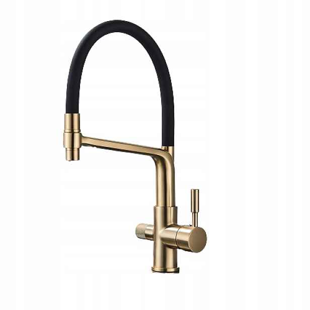 Kuchyňská baterie třícestná zlatá pro filtr Liveo Gold Mat