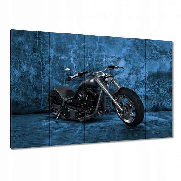 Obrazy 100x70 Modrá stěna Motocykl