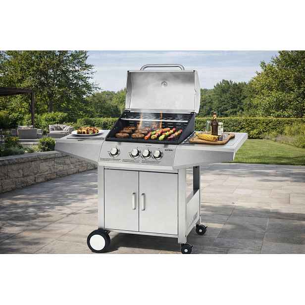 Plynový gril BestBerg BBBQ-23ST / 4 hořáky / 12,6 kW / stříbrná