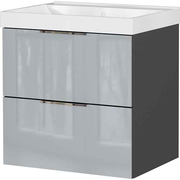Šedá lesklá závěsná skříňka pod umyvadlo 61x65 cm Celano – Germania