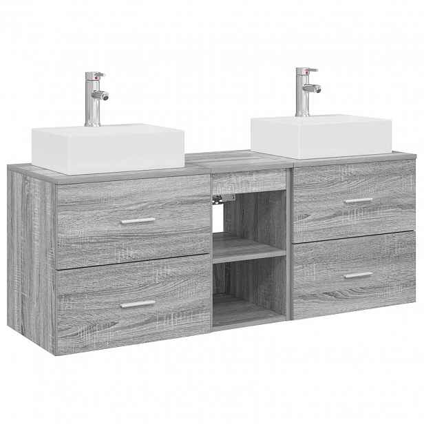 vidaXL Sada koupelnových skříněk 3 ks Šedý Sonoma 129 x 41 x 79,5 cm