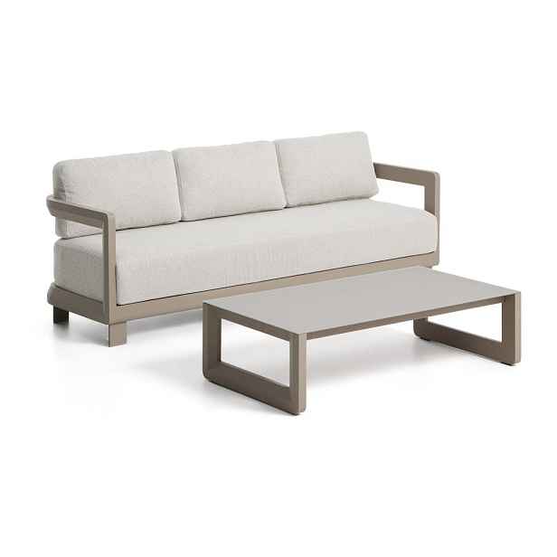 Béžový/taupe hliníkový zahradní lounge set pro 3 osoby Nerano – Kave Home