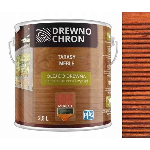 Drewnochron Olej Na Dřevo Pro Terasy A Nábytek 2,5 L Merbau