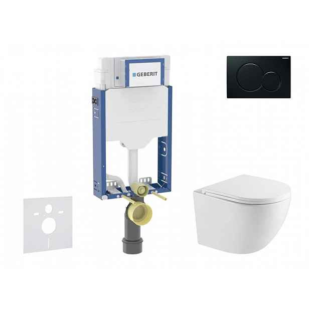 Geberit Kombifix - Set předstěnové instalace, klozetu Oudee a sedátka softclose, tlačítko Sigma01, černá SANI15CA5145