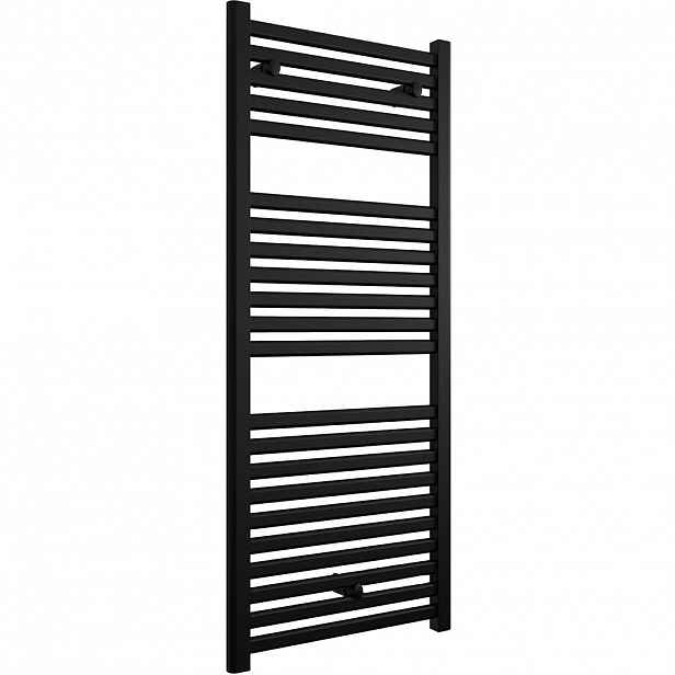 Koupelnový radiátor Donovan - boční připojení - 369W - černá matná - 1200x500 mm