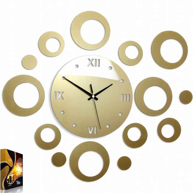 Nástěnné hodiny Ring Krásné 55CM Barvy Premium Gold