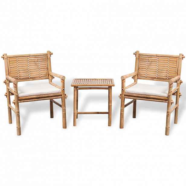 vidaXL 3dílný bistro set s poduškami bambusový