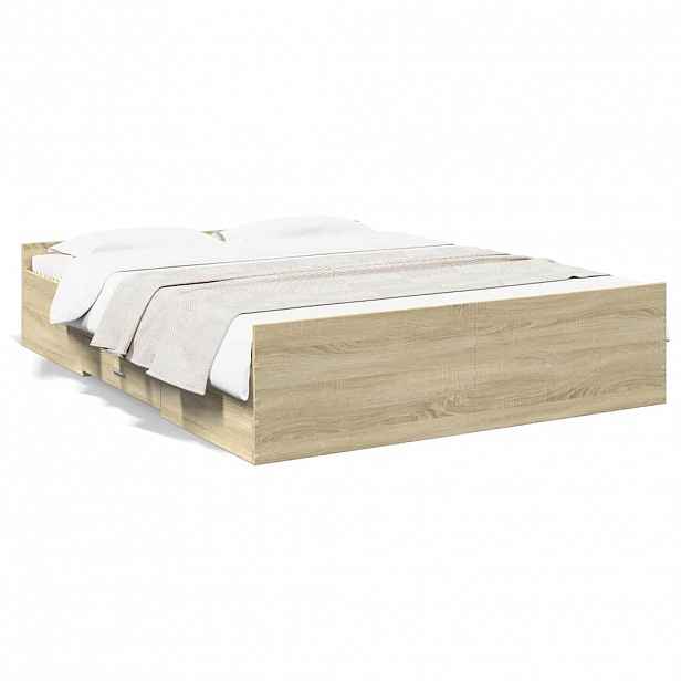 vidaXL Rám postele se zásuvkami dub sonoma 150x200 cm kompozitní dřevo