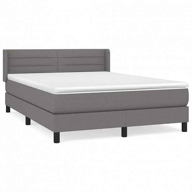 vidaXL Box spring postel s matrací tmavě šedý 140 x 190 cm textil