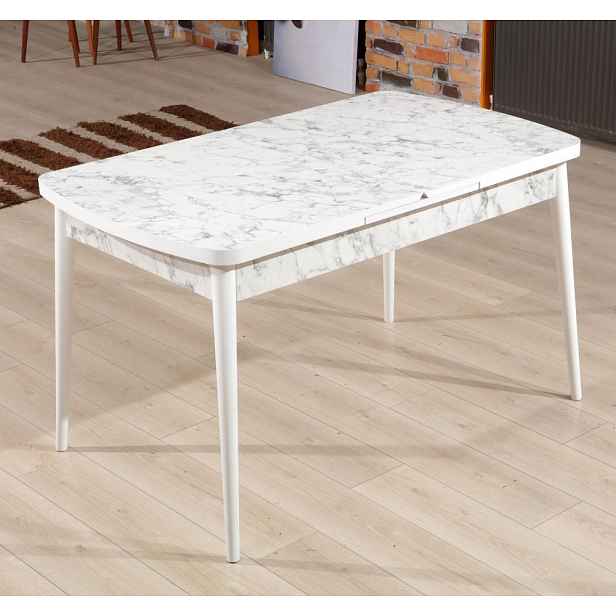 Extendable Dining Table Carrara - White, Grey